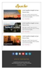 An example of an Outlook template created by Pageworthy
